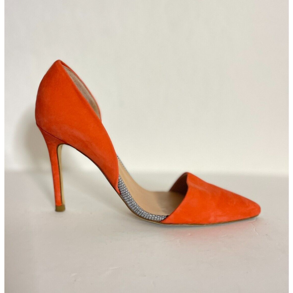L.A.M.B. Orange Suede D'Orsay Pointed-Toe Pumps